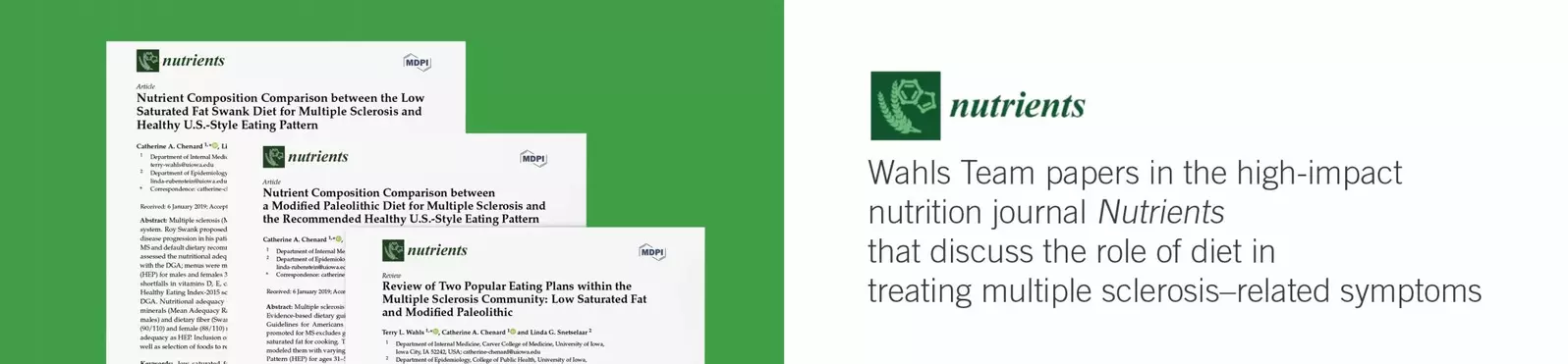 Wahls Peer-Reviewed Publications in the High-Impact Nutrition Journal Nutrients