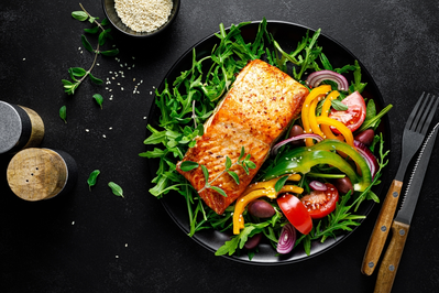 salmon in bowl